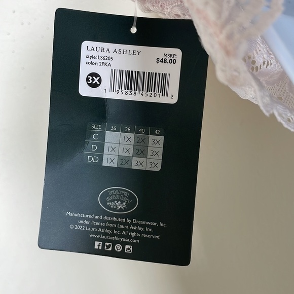 NWT. Laura Ashley Sexy Wireless Lace Bralette Plus-3X. - Picture 4 of 11